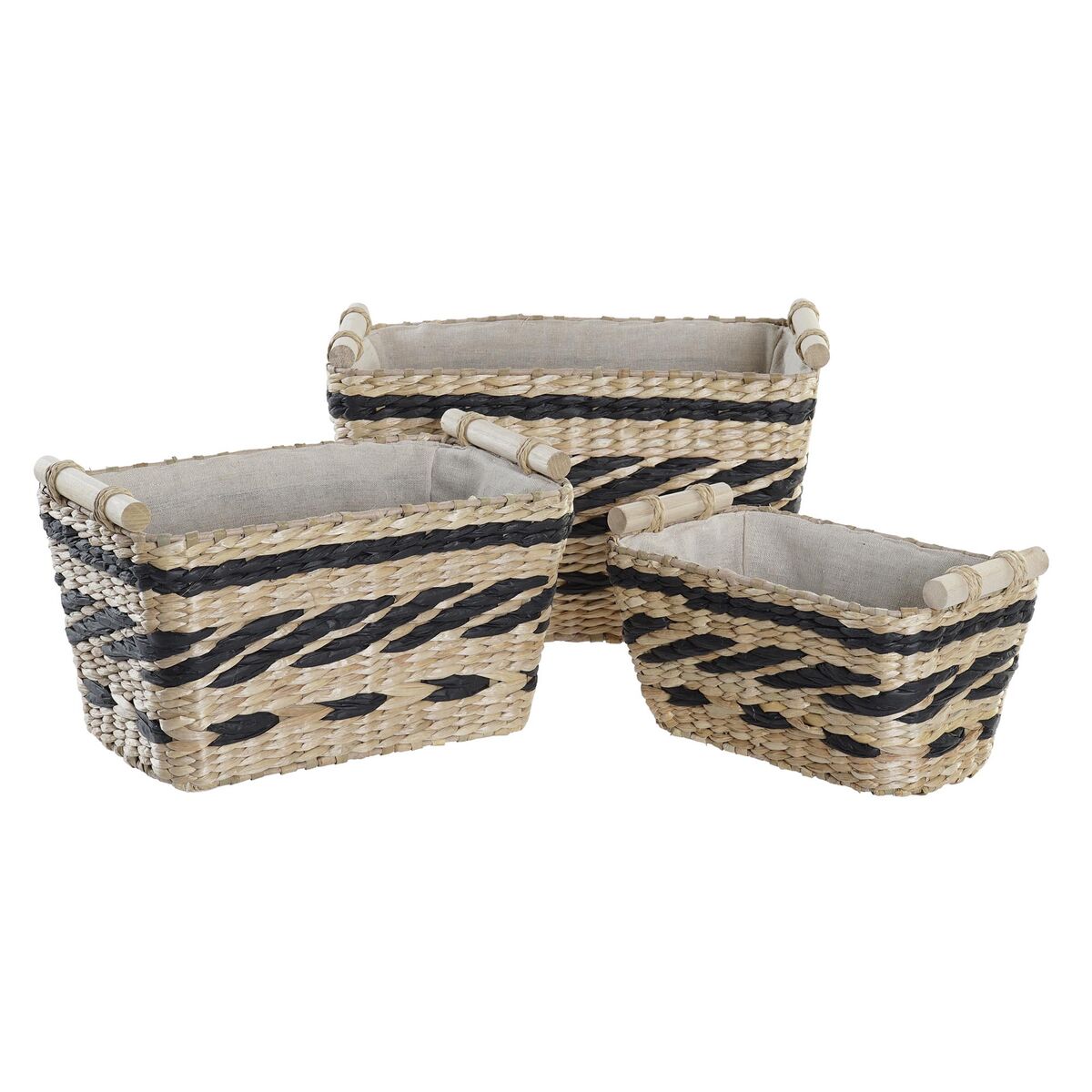 Korb-Set DKD Home Decor Grau natürlich Naturfaser 38 x 26 x 24 cm 3 Stücke